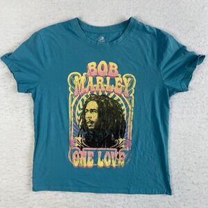 Zion Bob Marley One Love Graphic T-Shirt Large‎ Blue Short Sleeve Music Tee